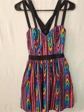 Charlotte Russe Bright Multicolor Printed Dress